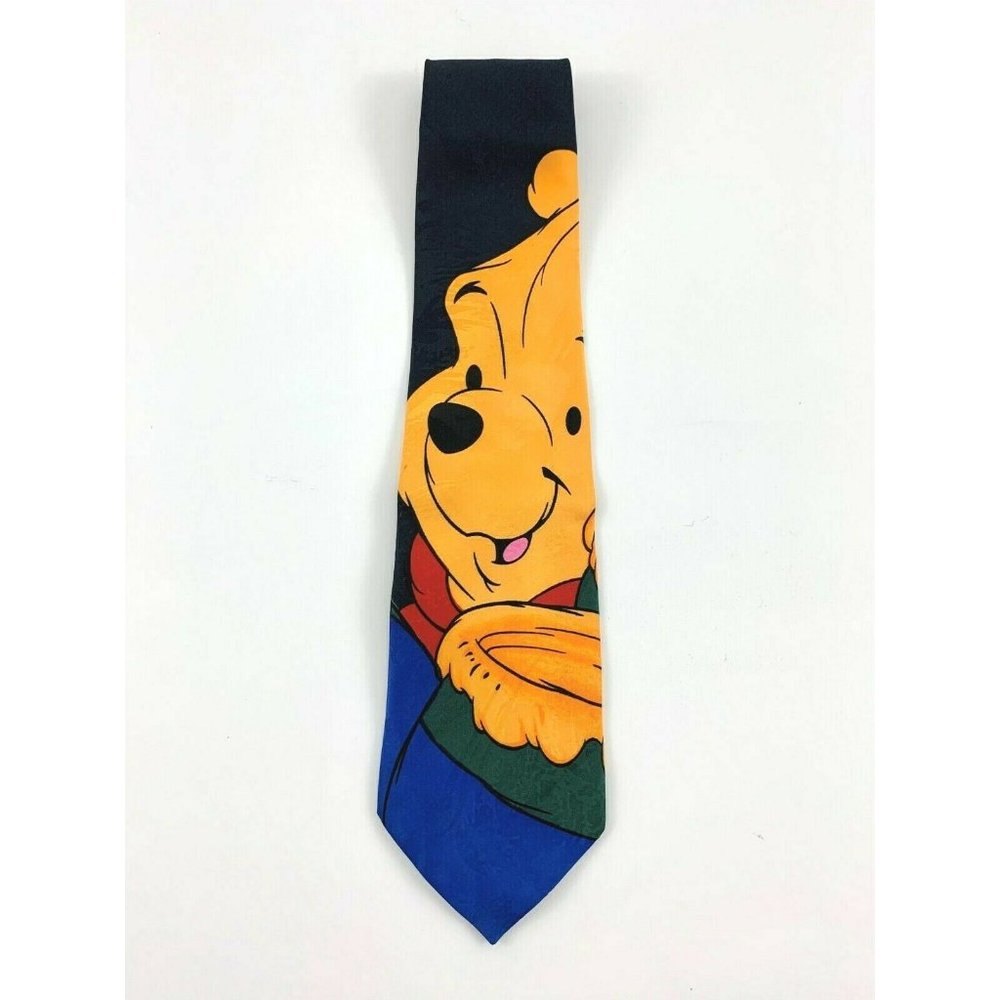Disney Winnie Pooh, Men's Novelty Necktie: Pooh w/ Honey Pot. Blue. Poly. VGC.